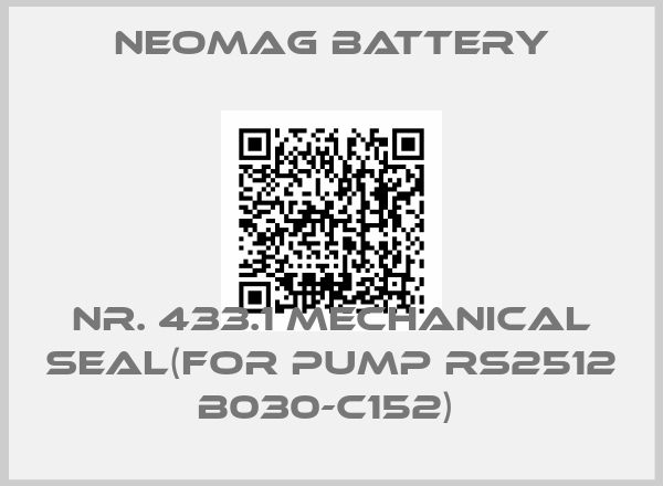 NEOMAG BATTERY-NR. 433.1 MECHANICAL SEAL(FOR PUMP RS2512 B030-C152) 