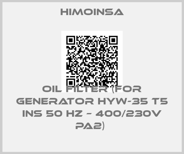 HIMOINSA-OIL FILTER (FOR GENERATOR HYW-35 T5 INS 50 HZ – 400/230V PA2) 