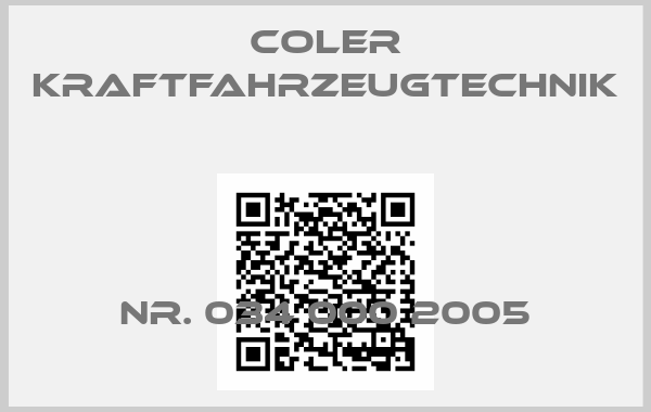 Coler Kraftfahrzeugtechnik-Nr. 034 000 2005