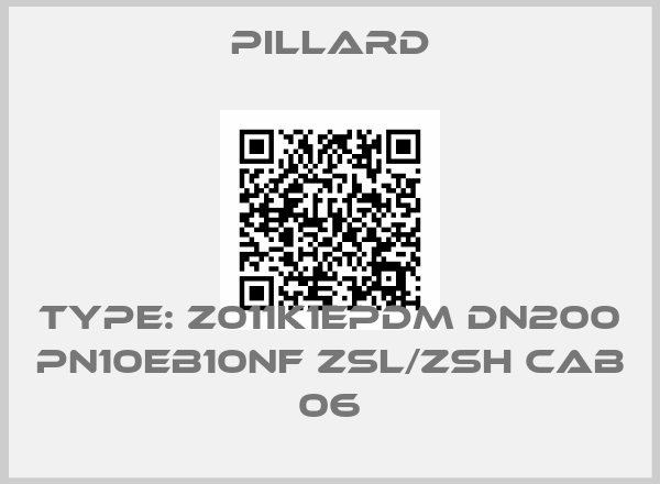 PILLARD-Type: Z011K1EPDM DN200 PN10EB10NF ZSL/ZSH CAB 06