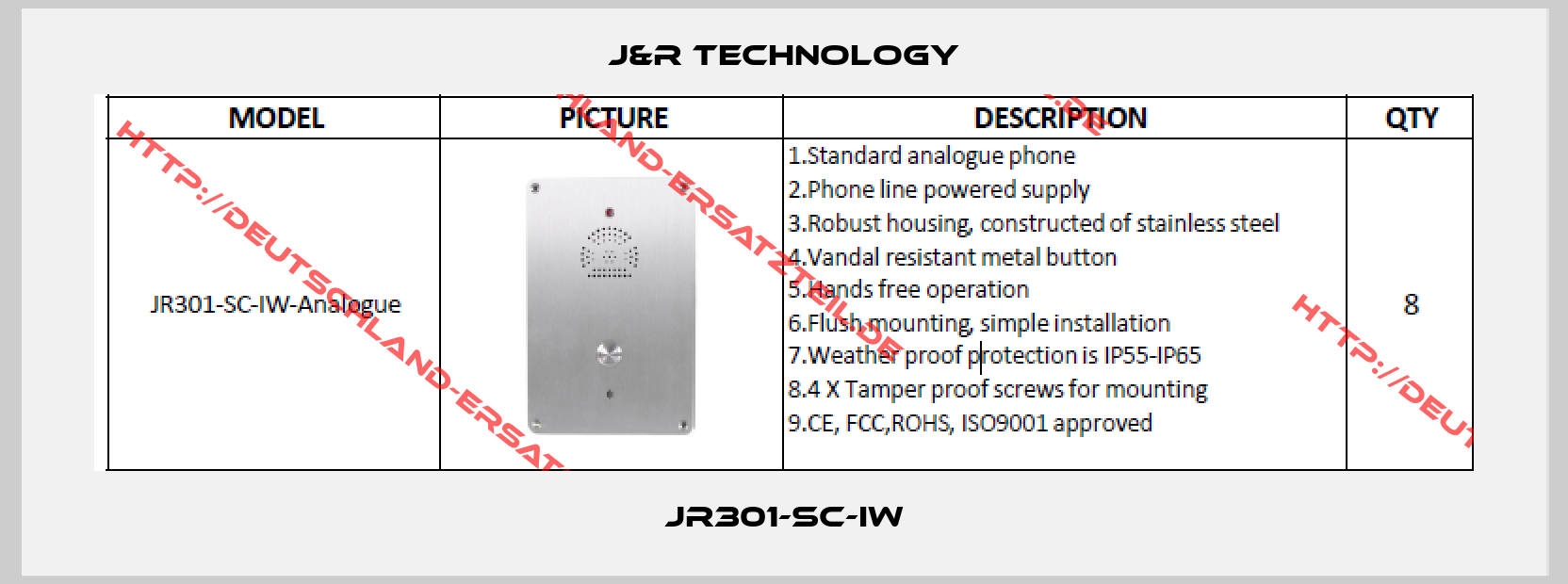 J&R Technology-JR301-SC-IW