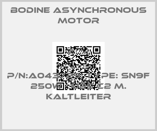 BODINE Asynchronous motor-P/N:A043729; Type: SN9F 250W - U25 C2 m. Kaltleiter