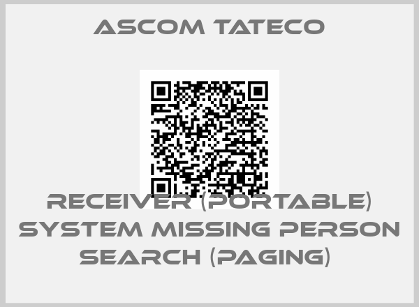 Ascom Tateco-RECEIVER (PORTABLE) SYSTEM MISSING PERSON SEARCH (PAGING) 