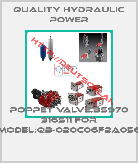 QUALITY HYDRAULIC POWER-POPPET VALVE,BS970 316S11 for MODEL:QB-020C06F2A056