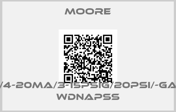Moore-IPH2/4-20MA/3-15PSIG/20PSI/-GA1-FR1 WDNAPSS