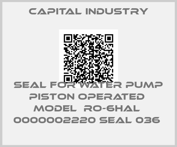 Capital Industry-SEAL FOR WATER PUMP PISTON OPERATED  MODEL  RO-6HAL  0000002220 SEAL 036 