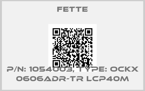 FETTE-P/N: 1054003, Type: OCKX 0606ADR-TR LCP40M
