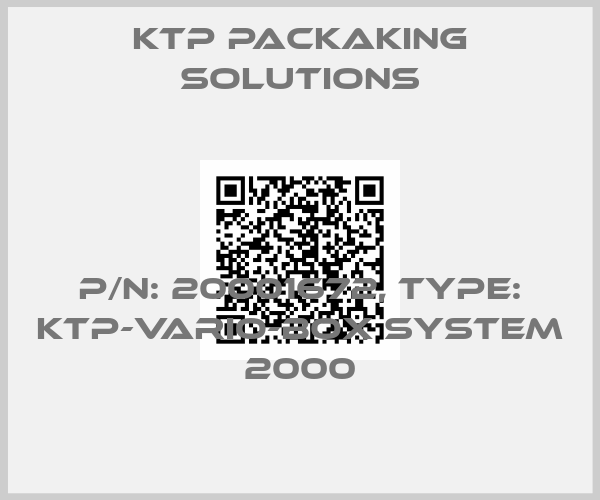 Ktp Packaking Solutions-P/N: 20001672, Type: KTP-Vario-Box System 2000