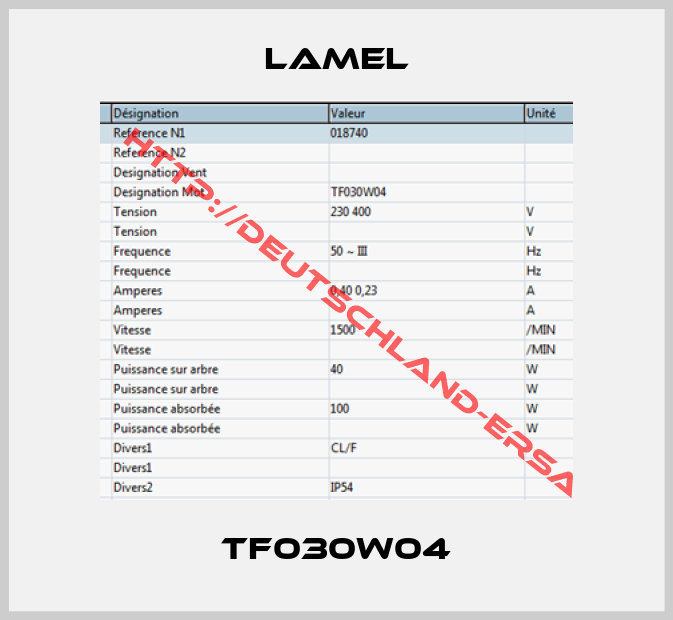 Lamel-TF030W04