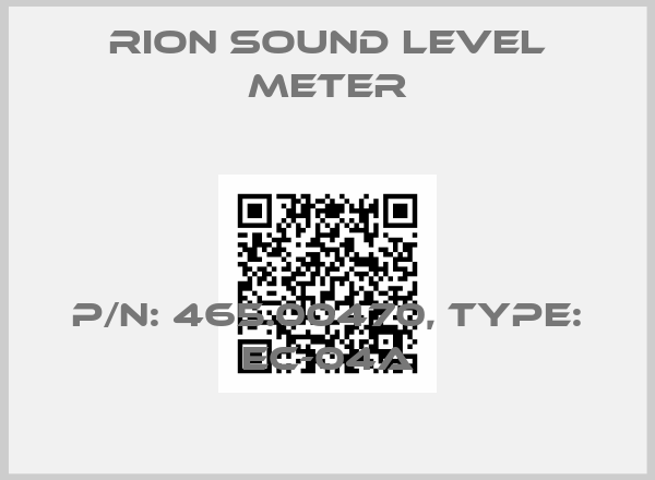 RION Sound Level Meter-P/N: 465.00470, Type: EC-04A