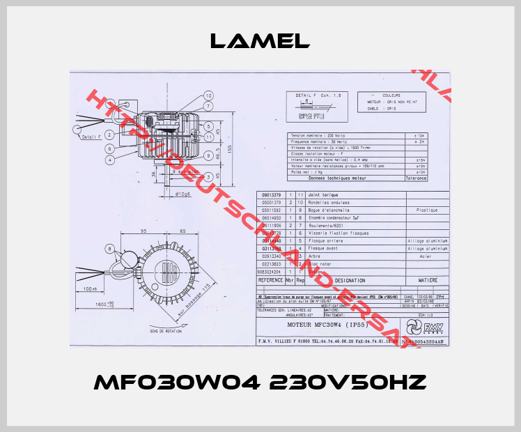 Lamel-MF030W04 230V50HZ