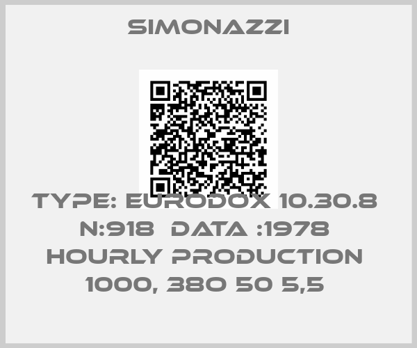 Simonazzi-Type: EURODOX 10.30.8  N:918  DATA :1978  Hourly production  1000, 38O 50 5,5 