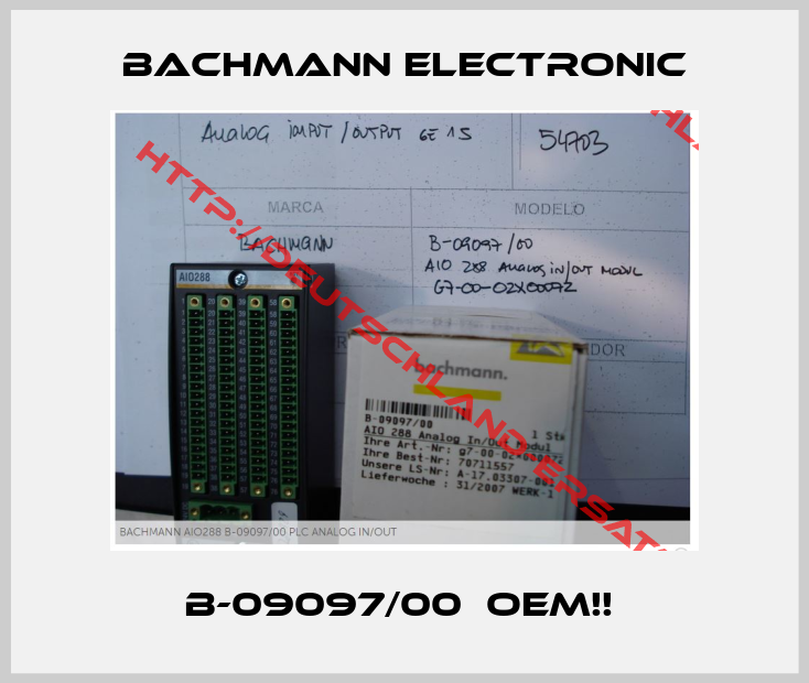 BACHMANN ELECTRONIC-B-09097/00  OEM!! 