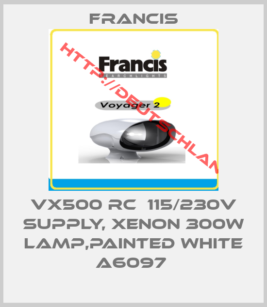 Francis-VX500 RC  115/230v supply, Xenon 300w Lamp,painted White A6097 