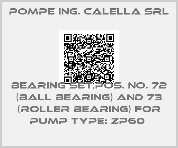 Pompe Ing. Calella Srl-Bearing set,Pos. No. 72 (ball bearing) and 73 (roller bearing) for Pump type: ZP60 