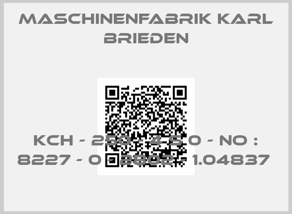 Maschinenfabrik Karl Brieden-KCH - 250 - 4 S 0 - NO : 8227 - 0 - 2802 - 1.04837 