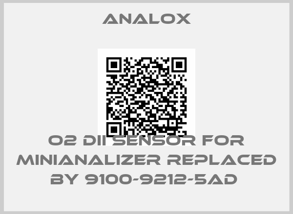 Analox-O2 DII Sensor for minianalizer replaced by 9100-9212-5AD 