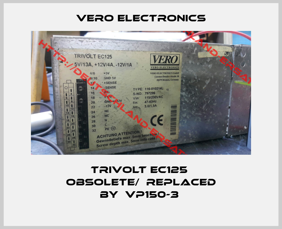 Vero Electronics-TRIVOLT EC125  obsolete/  replaced by  VP150-3 